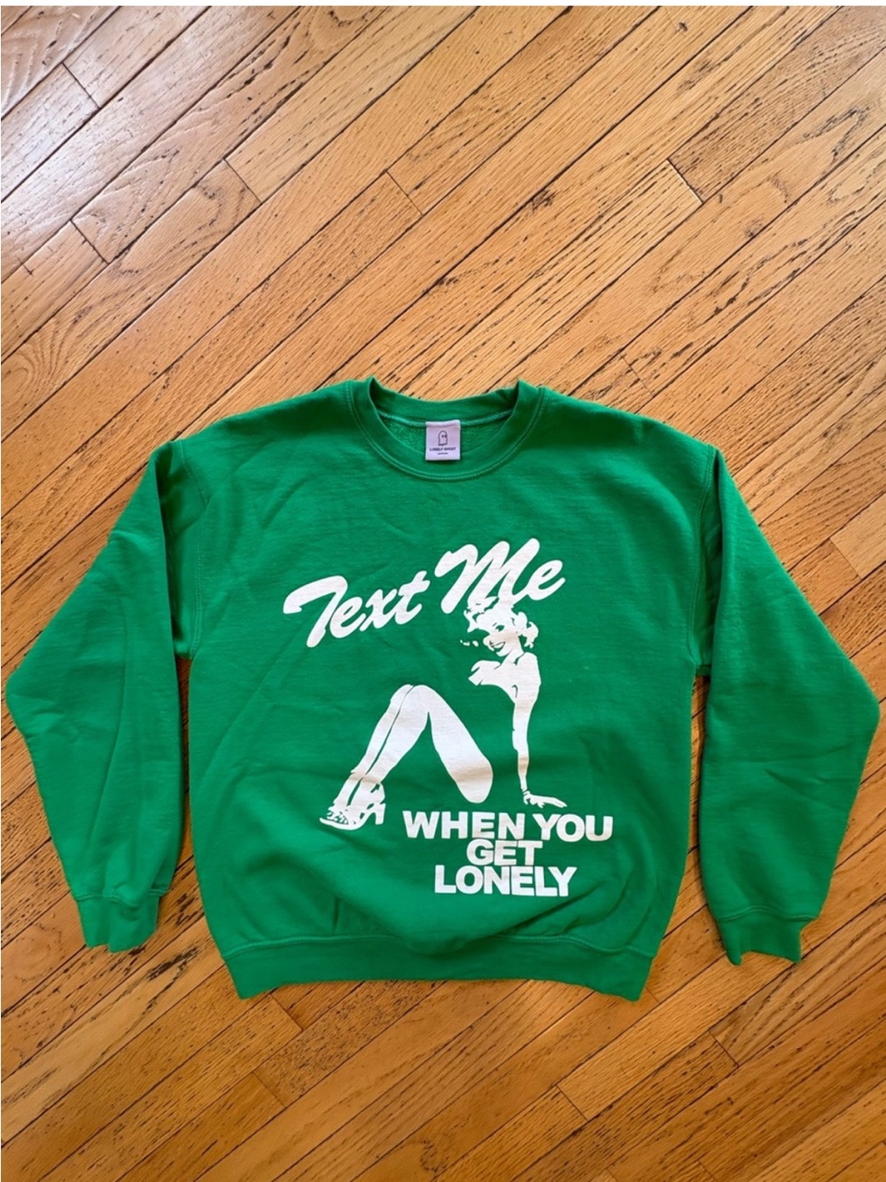 Green 'Text Me When You Get Lonely' Archived Graphic Crewneck Sweater